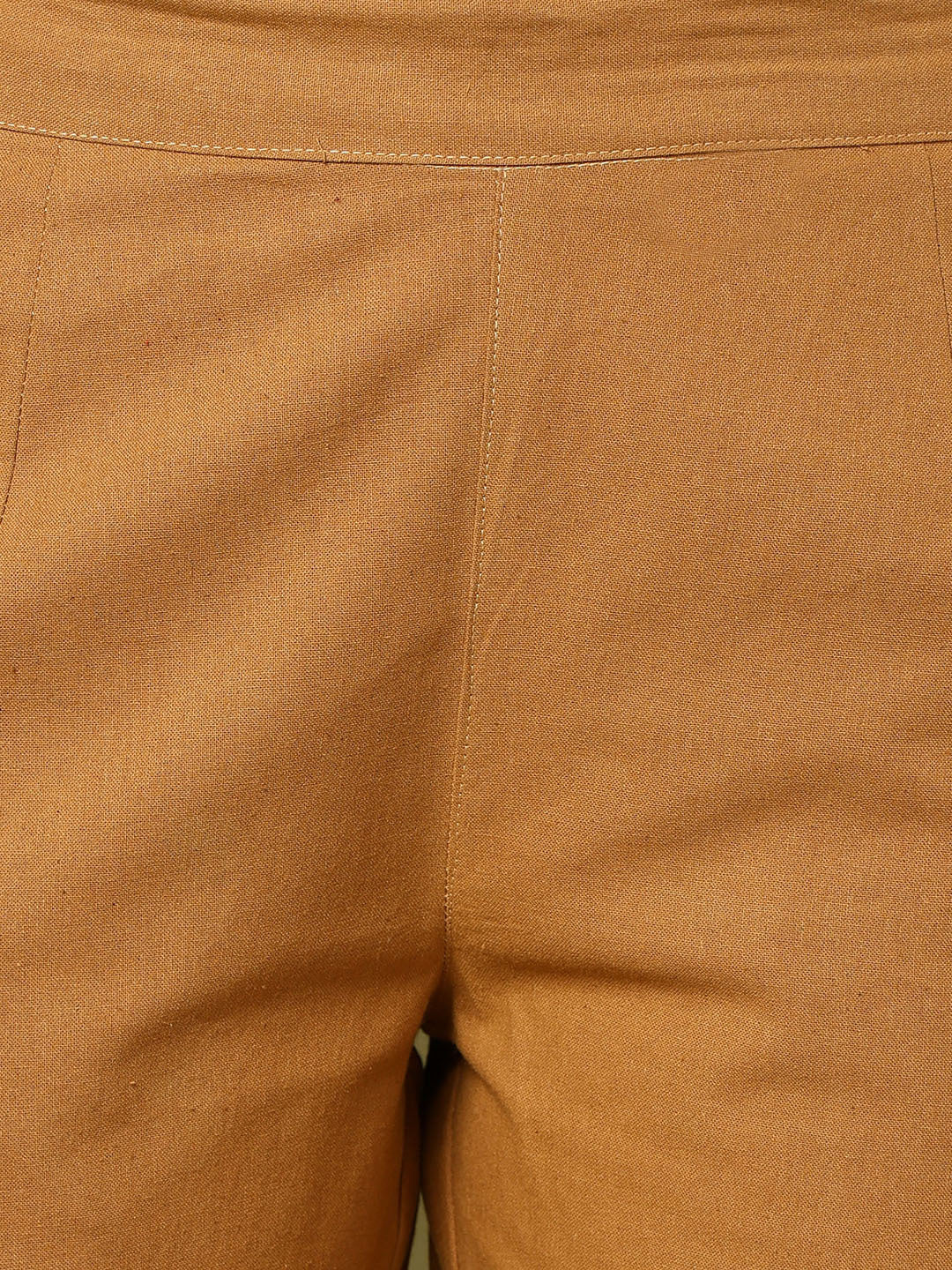 Brown Pure Cotton Solid Casual Trousers
