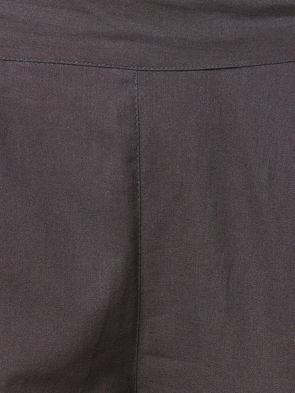 Grey Pure Cotton Solid Casual Trousers