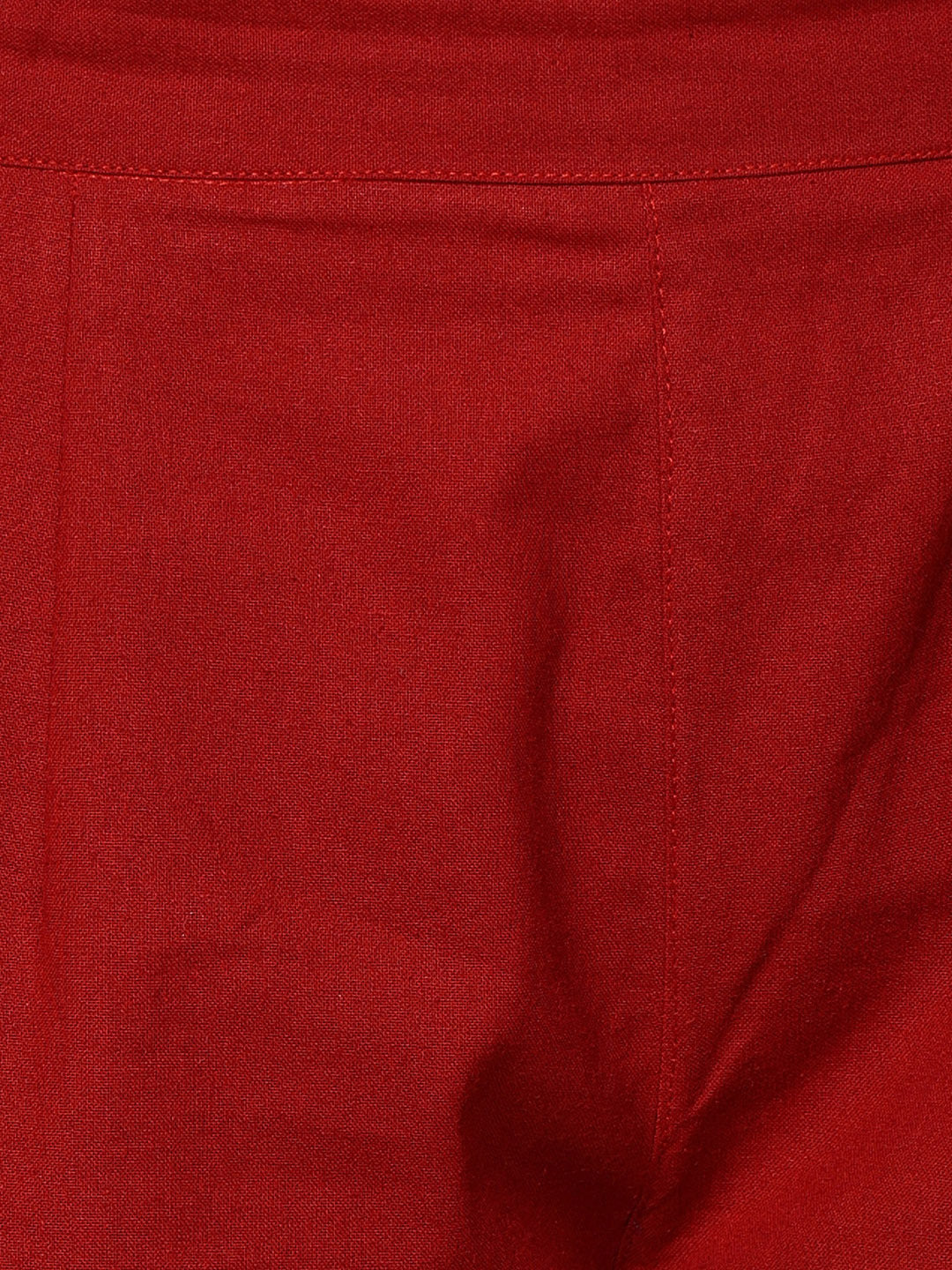 Maroon Pure Cotton Solid Casual Trousers