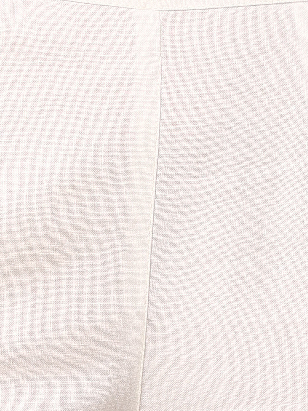 White Pure Cotton Solid Cigarette Trousers