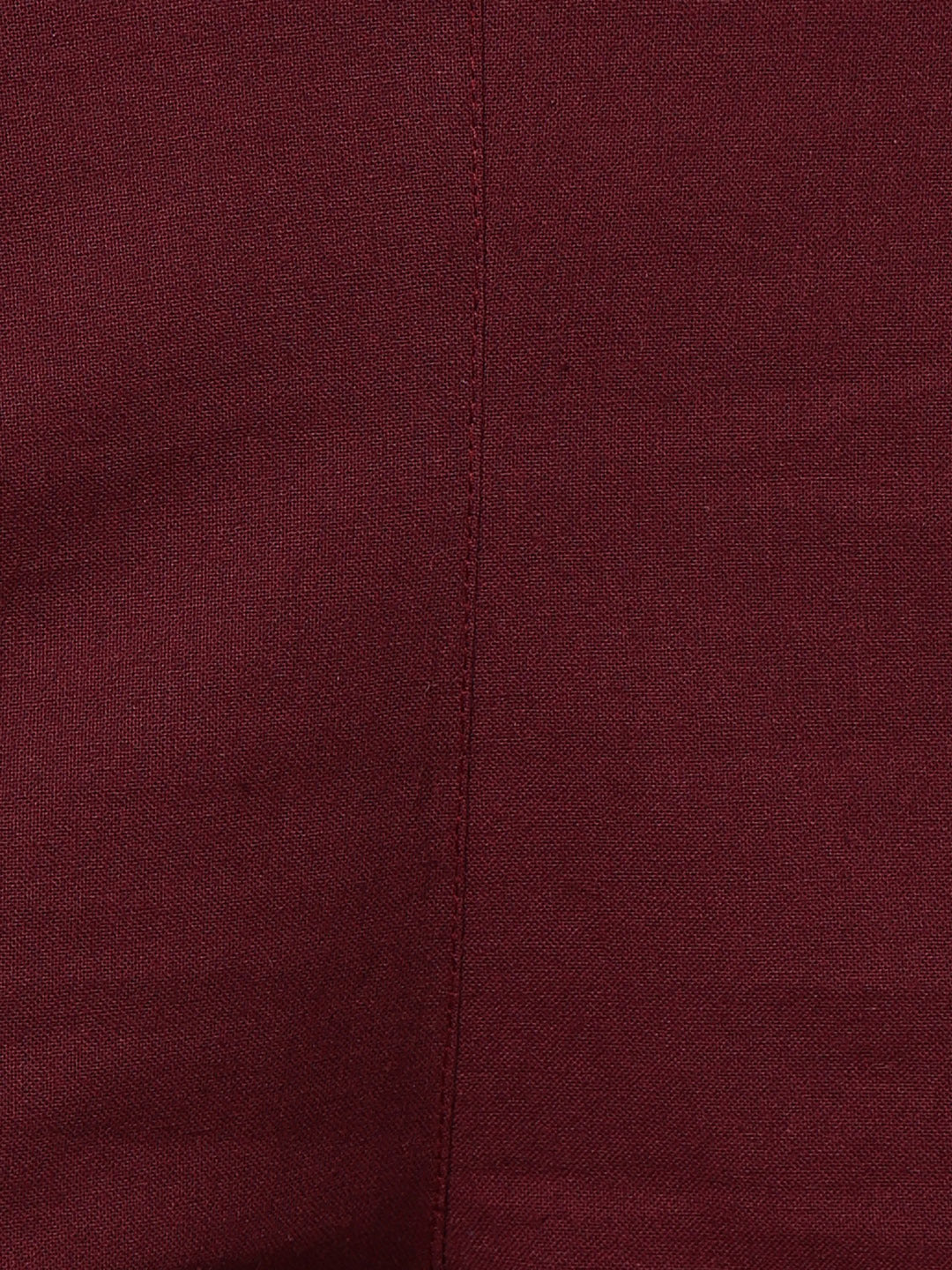 Wine Pure Cotton Solid Casual Trousers