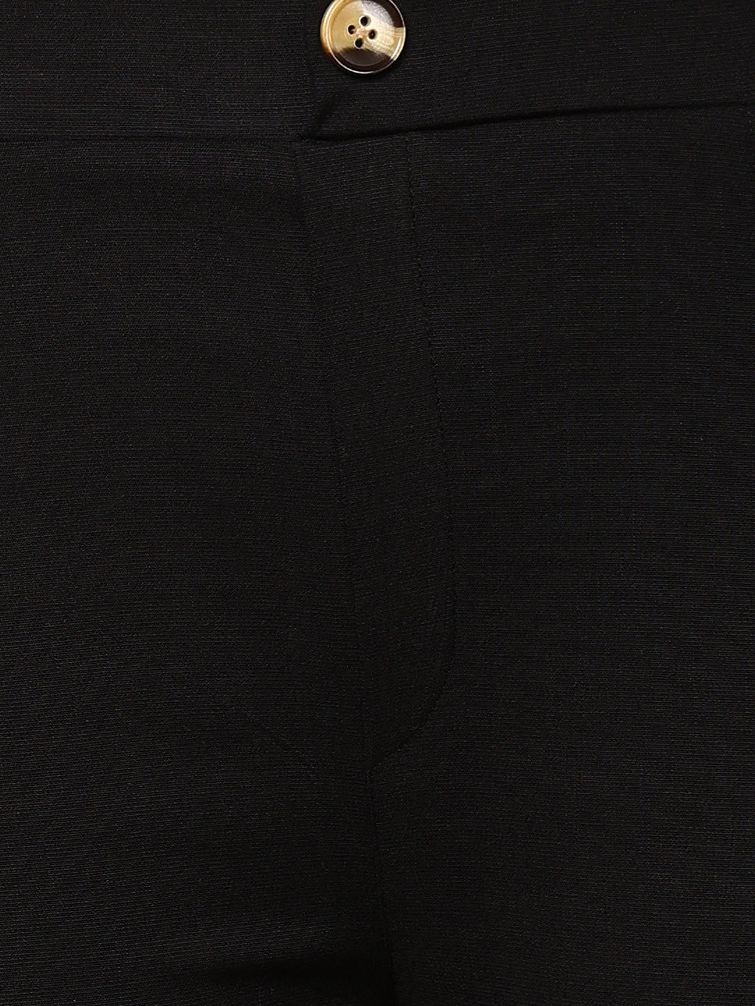 Black Lycra Blend Solid Bootcut Trousers
