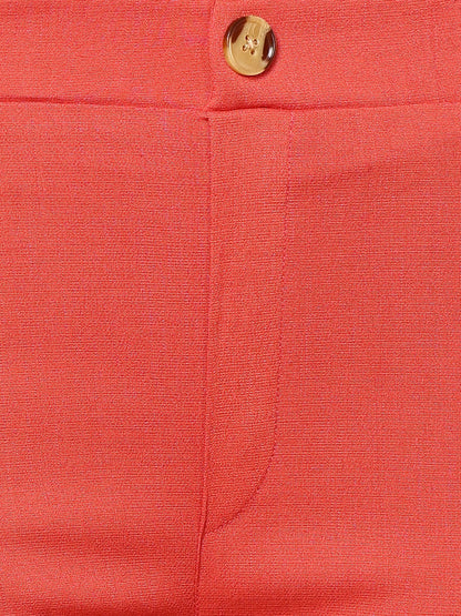 Light Pink Lycra Blend Solid Bootcut Trousers
