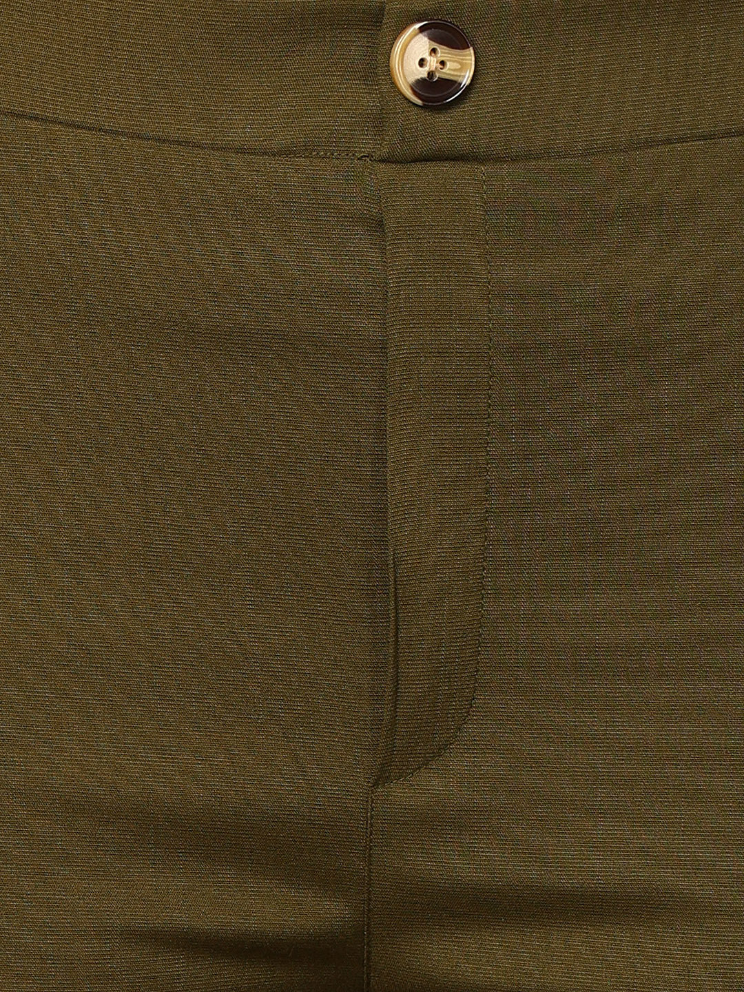 Green Lycra Blend Solid Bootcut Trousers