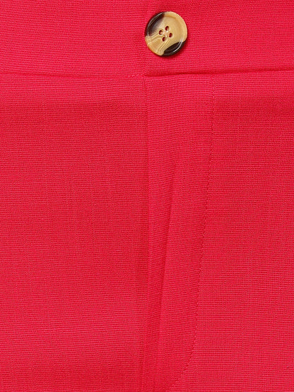 Pink Lycra Blend Solid Bootcut Trousers
