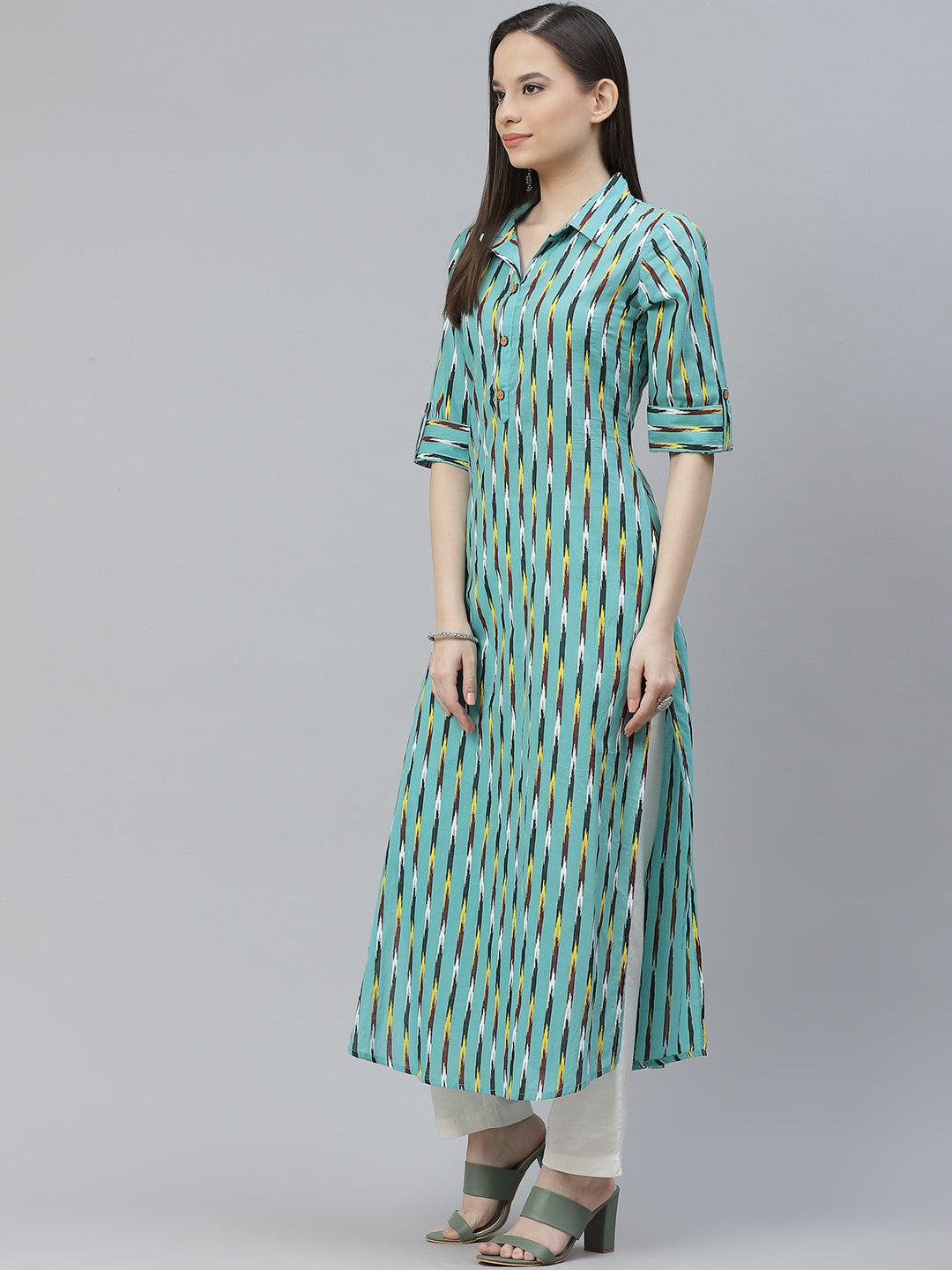Straight Striped Viscose Rayon Kurta