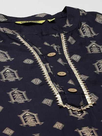 A-line Printed Viscose Rayon Kurta