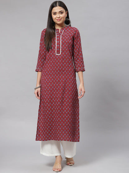 Straight Floral Print Viscose Rayon Kurta