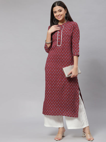 Straight Floral Print Viscose Rayon Kurta