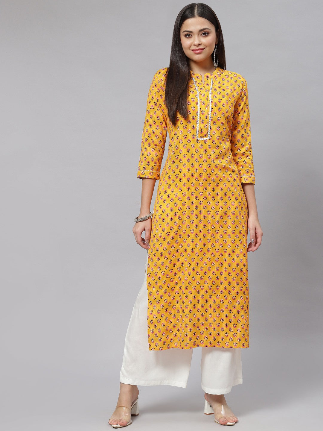 Straight Floral Print Viscose Rayon Kurta