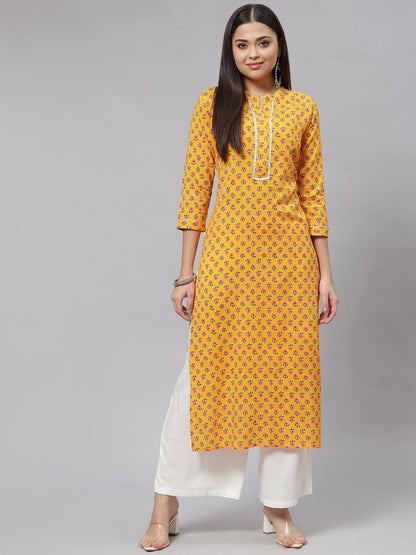 Straight Floral Print Viscose Rayon Kurta