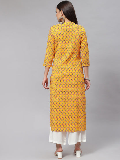 Straight Floral Print Viscose Rayon Kurta