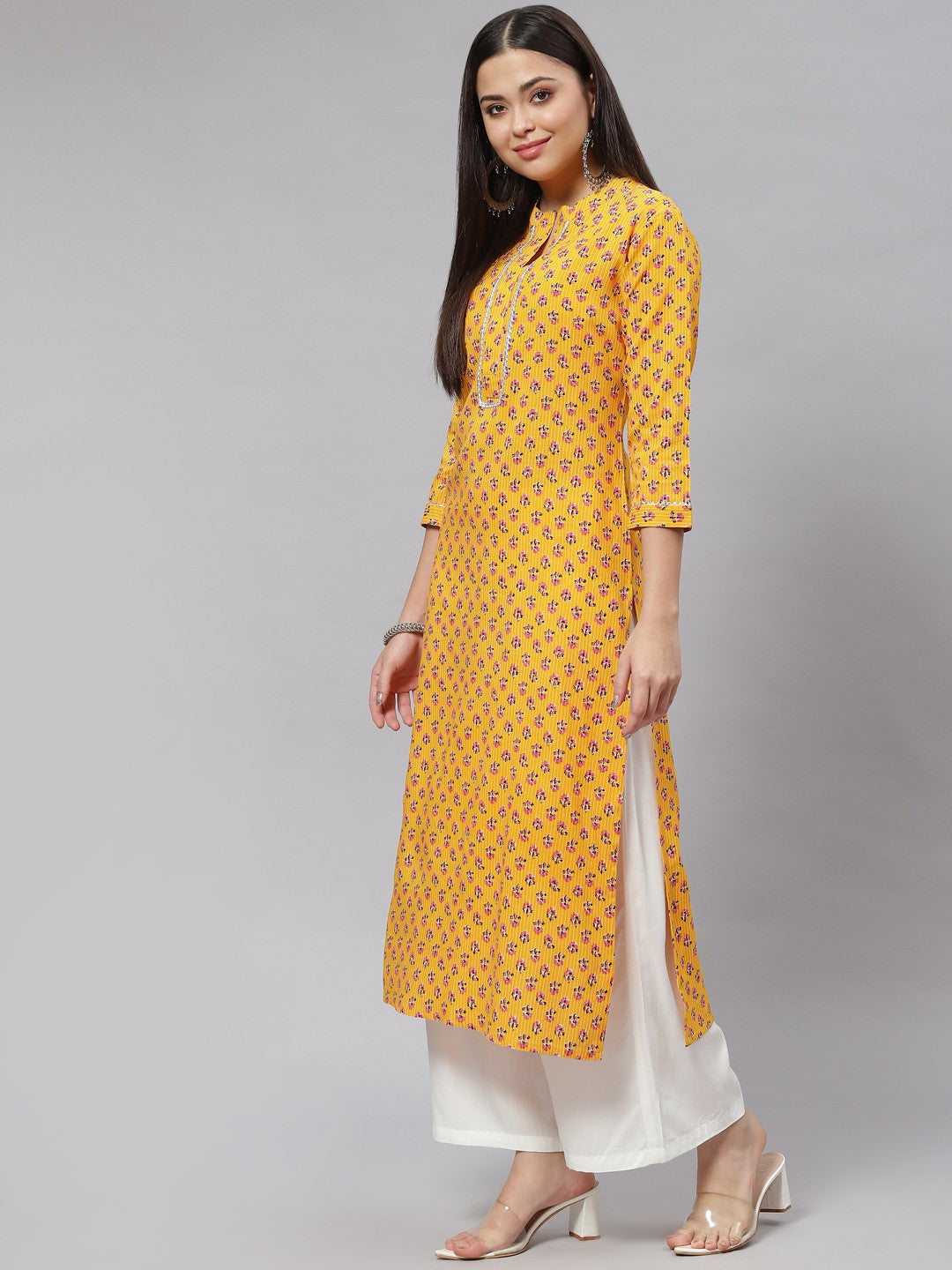 Straight Floral Print Viscose Rayon Kurta