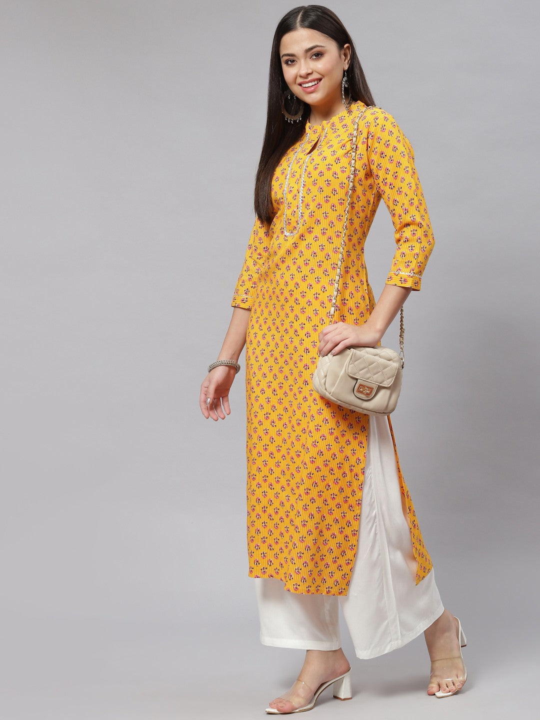 Straight Floral Print Viscose Rayon Kurta