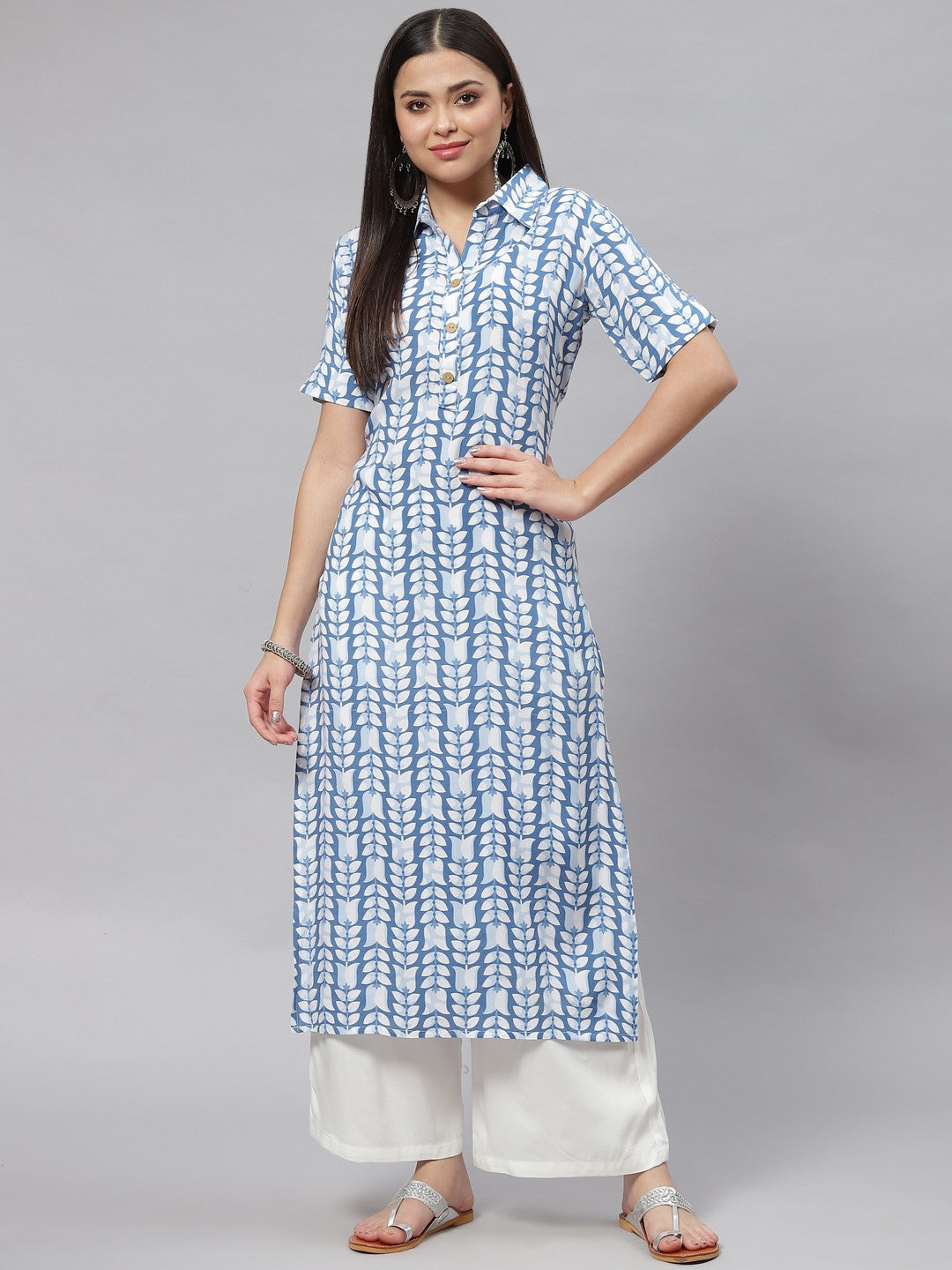 Straight Floral Print Viscose Rayon Kurta