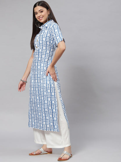 Straight Floral Print Viscose Rayon Kurta