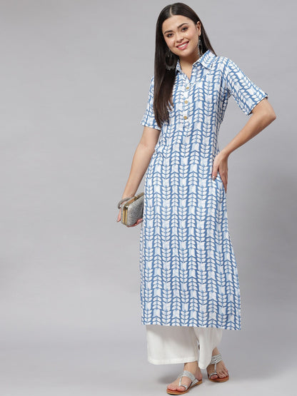 Straight Floral Print Viscose Rayon Kurta