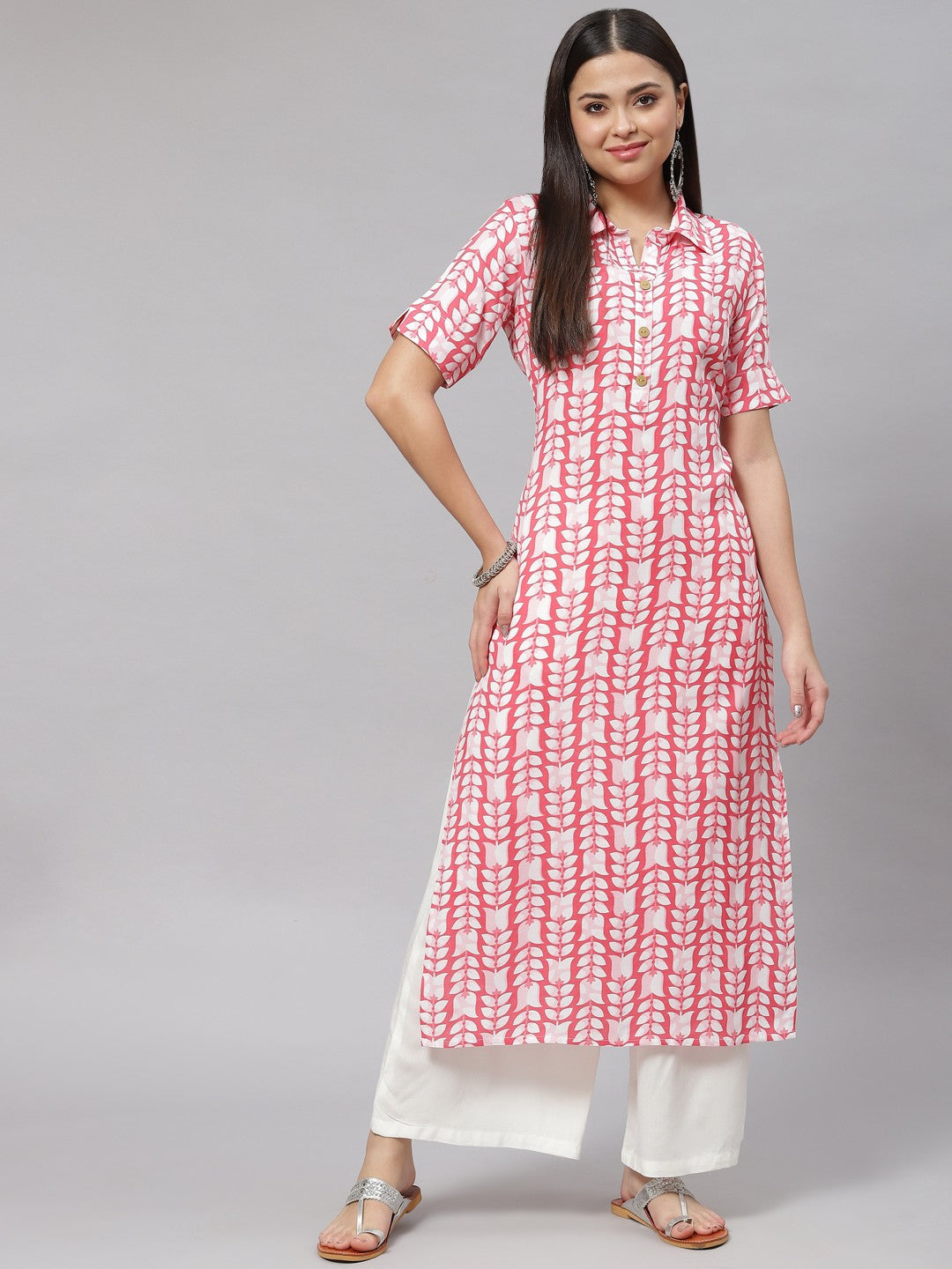 Straight Floral Print Viscose Rayon Kurta
