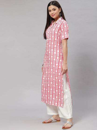 Straight Floral Print Viscose Rayon Kurta