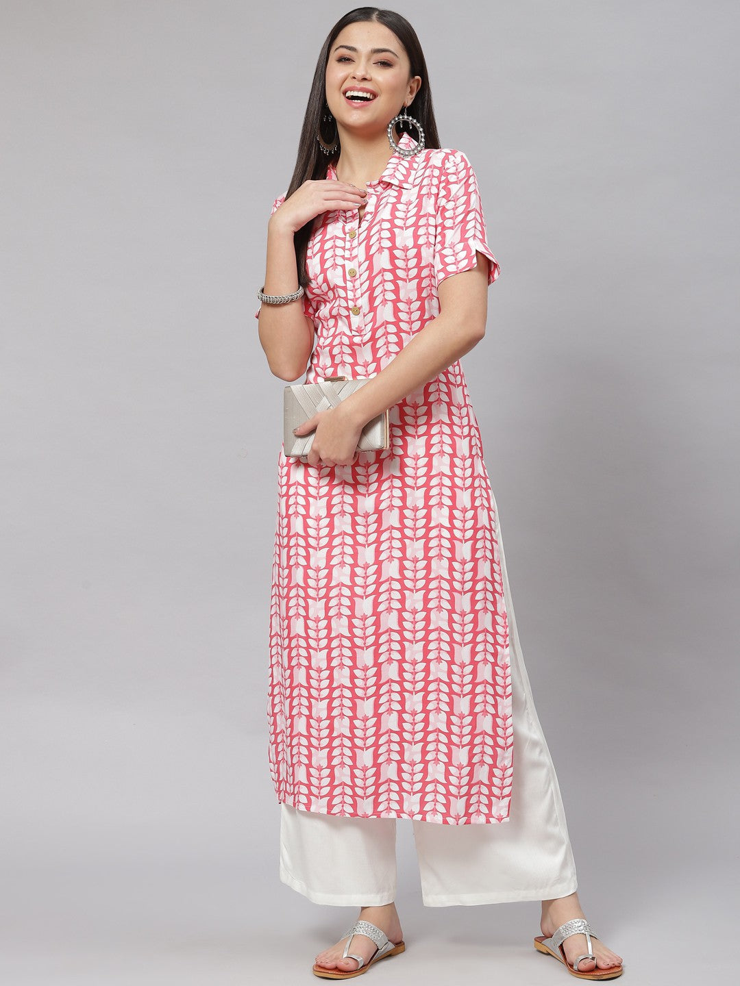 Straight Floral Print Viscose Rayon Kurta