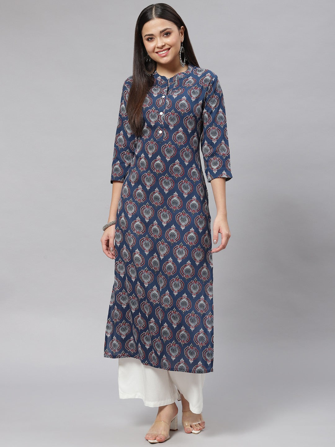 Straight Block Print Pure Cotton Kurta