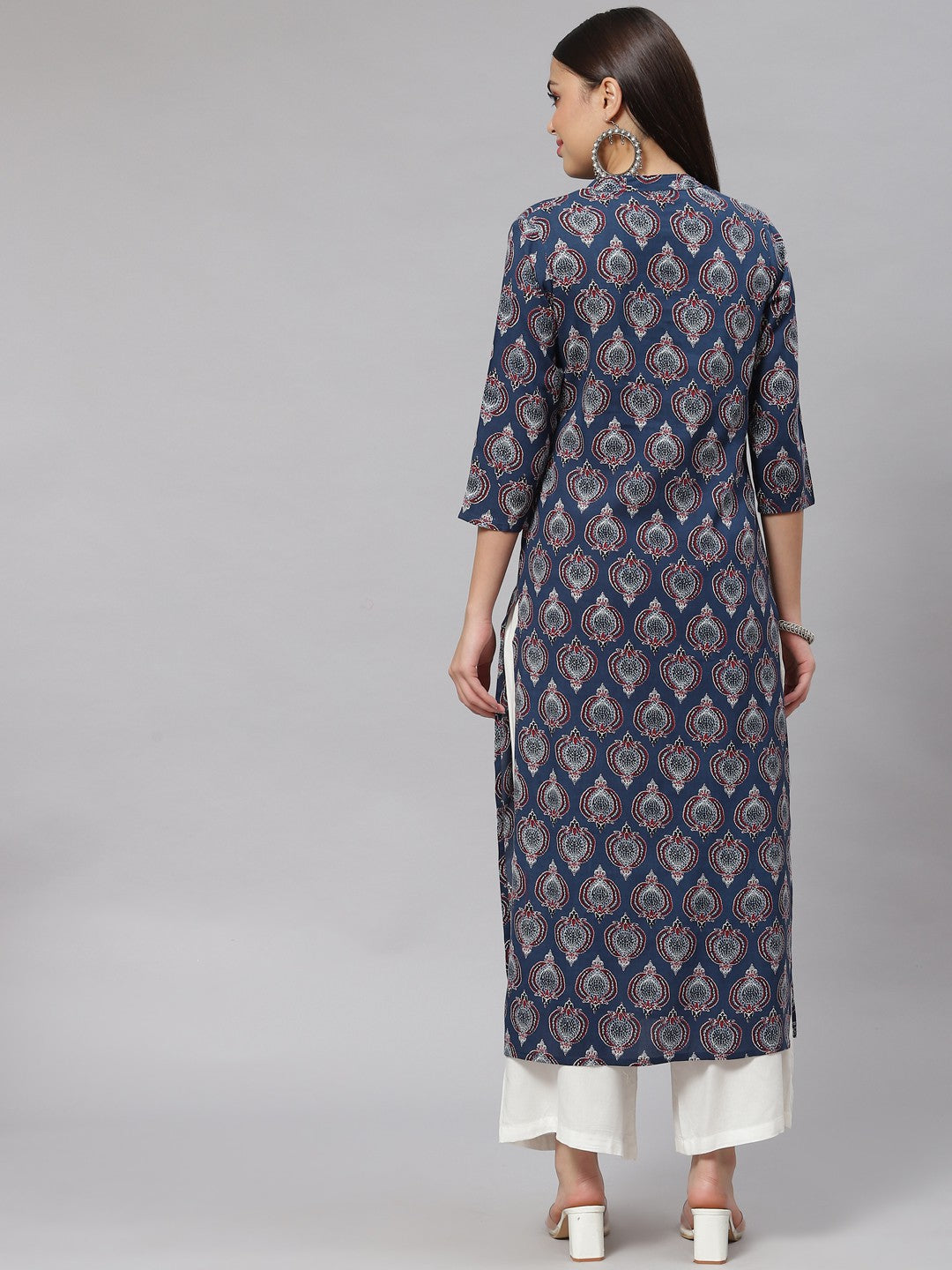 Straight Block Print Pure Cotton Kurta