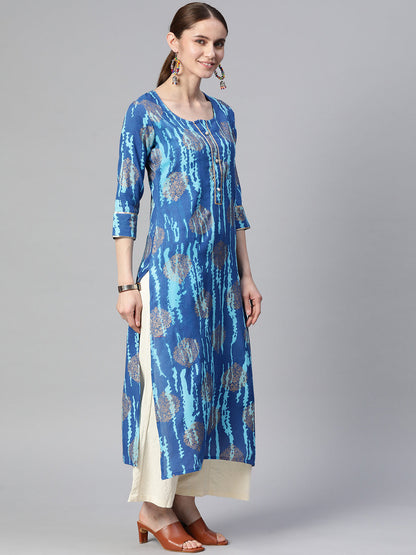Straight Printed Viscose Rayon Kurta