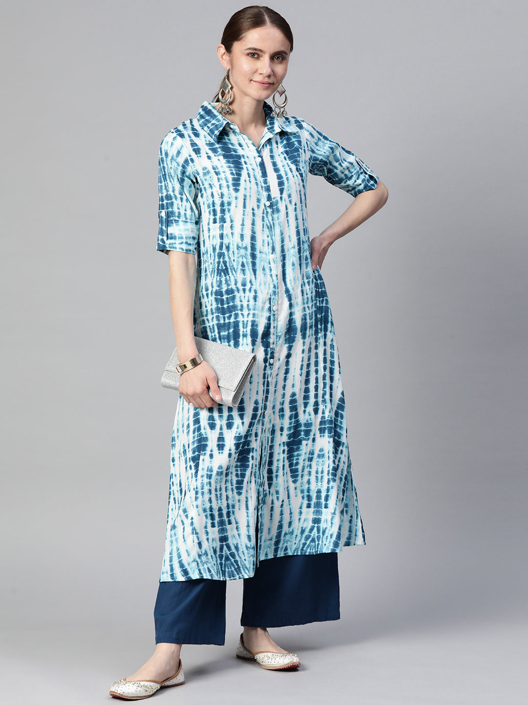 A-line Dyed/Ombre Viscose Rayon Kurta