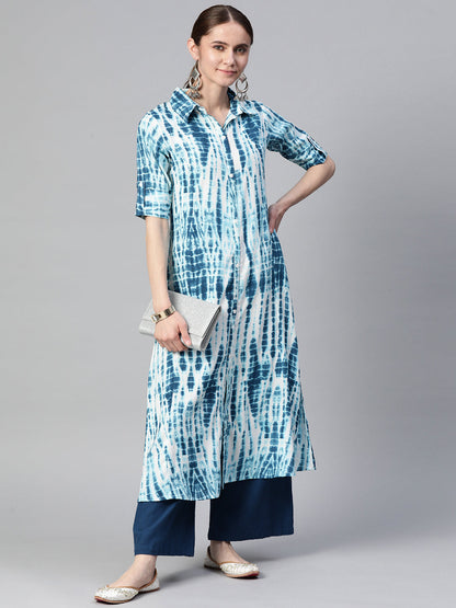 A-line Dyed/Ombre Viscose Rayon Kurta