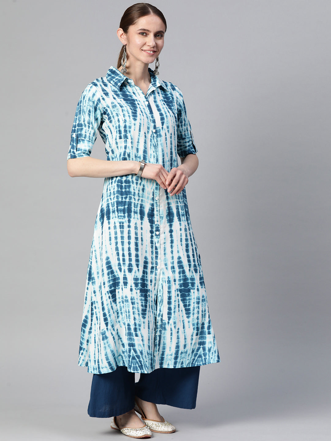 A-line Dyed/Ombre Viscose Rayon Kurta