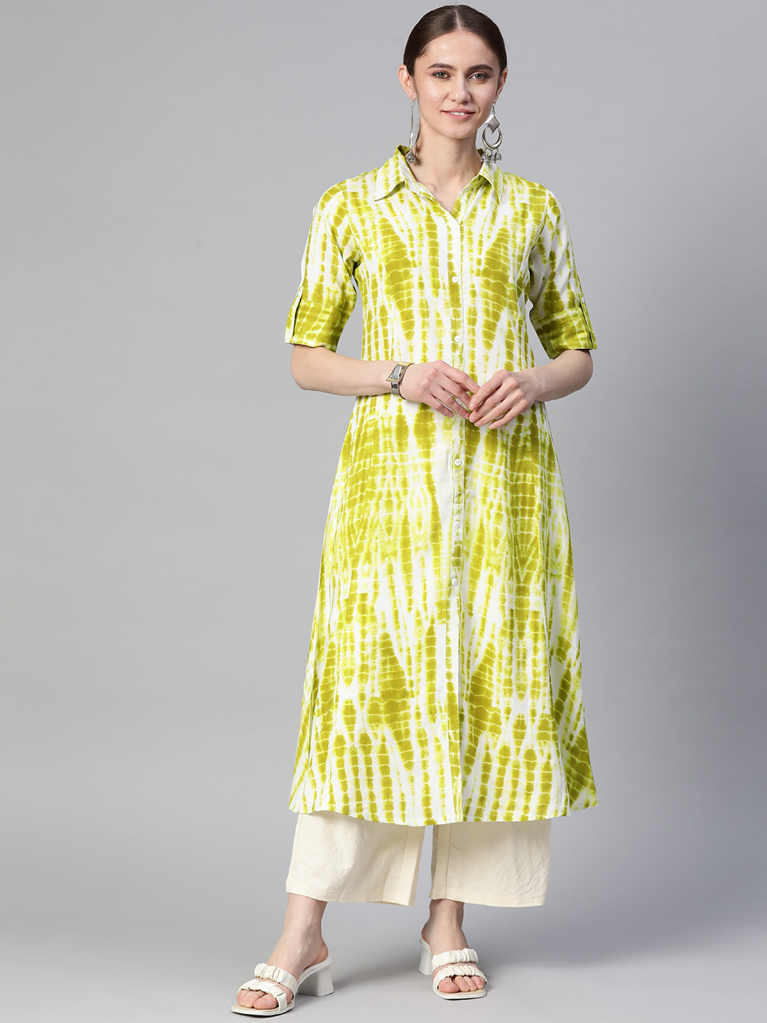 A-line Dyed/Ombre Viscose Rayon Kurta
