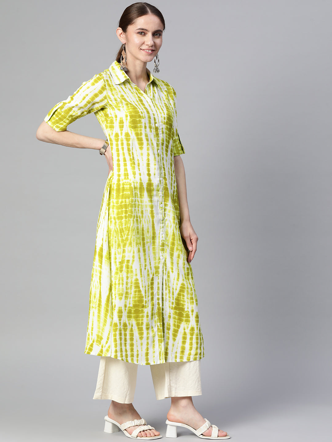 A-line Dyed/Ombre Viscose Rayon Kurta