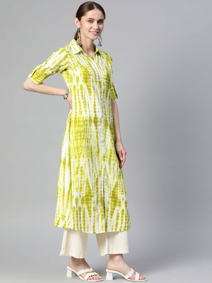 A-line Dyed/Ombre Viscose Rayon Kurta