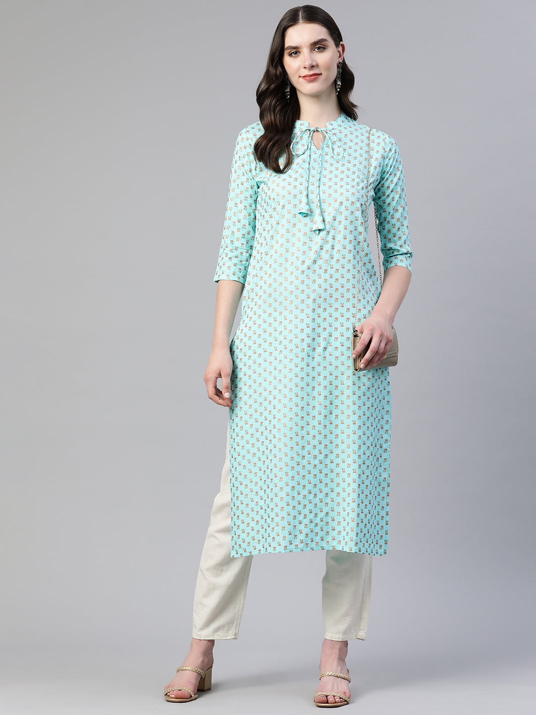 Straight Floral Print Viscose Rayon Kurta