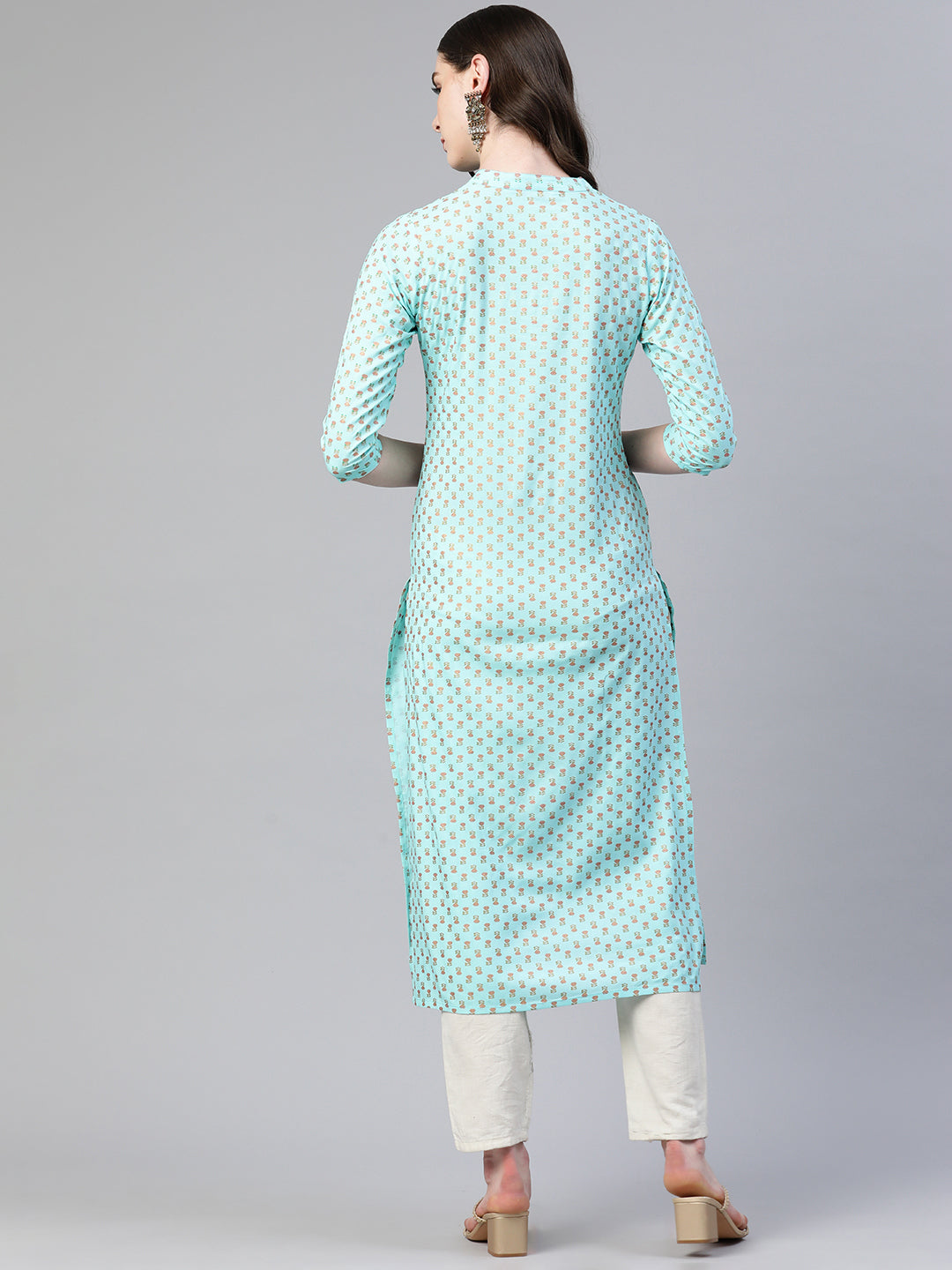 Straight Floral Print Viscose Rayon Kurta