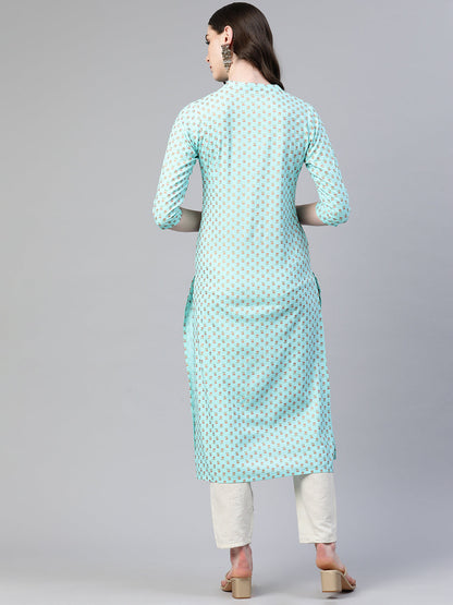 Straight Floral Print Viscose Rayon Kurta