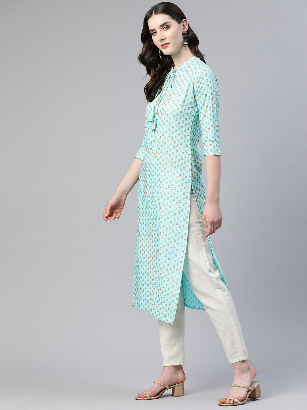 Straight Floral Print Viscose Rayon Kurta