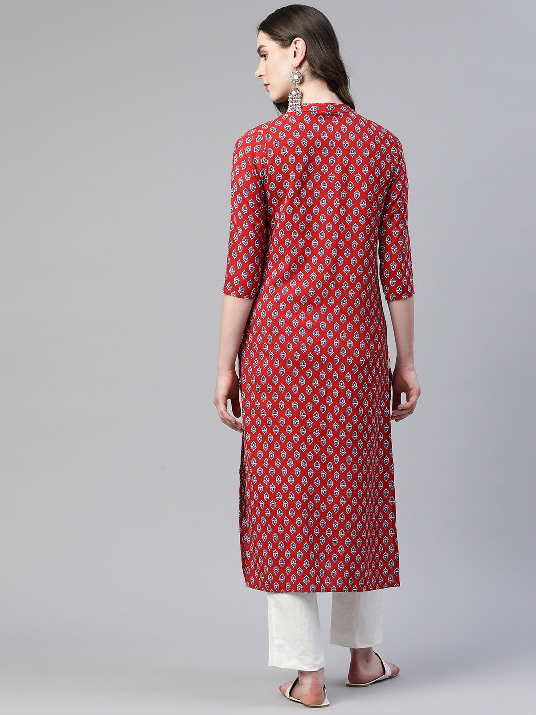 Straight Floral Print Viscose Rayon Kurta
