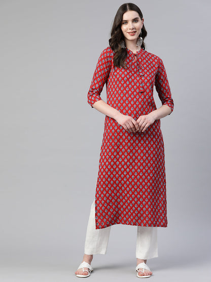 Straight Floral Print Viscose Rayon Kurta