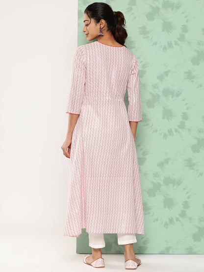 A-line Floral Print Pure Cotton Kurta