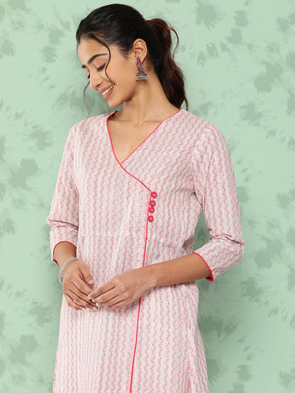 A-line Floral Print Pure Cotton Kurta