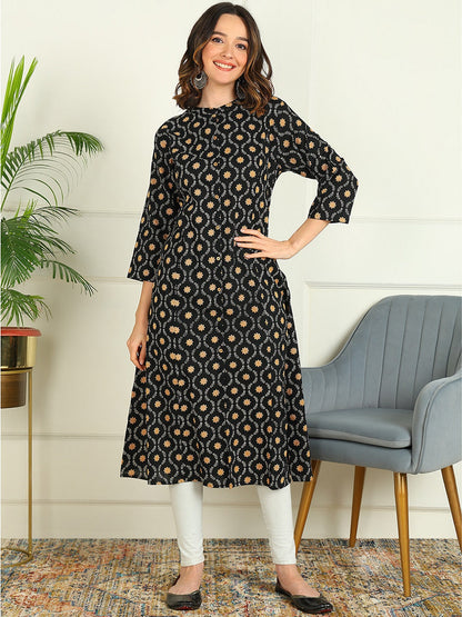 A-line Printed Pure Cotton Kurta