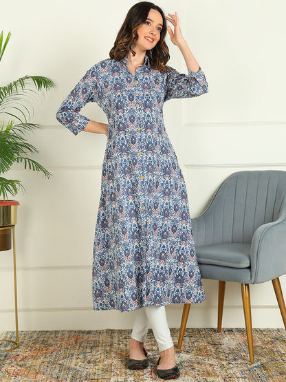 A-line Printed Pure Cotton Kurta