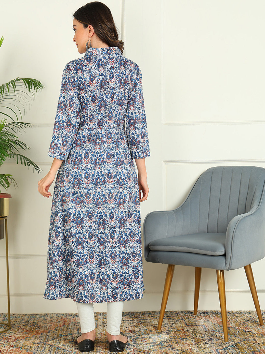 A-line Printed Pure Cotton Kurta