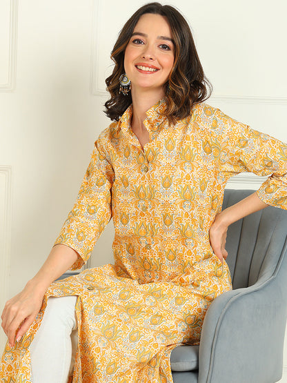 A-line Printed Pure Cotton Kurta