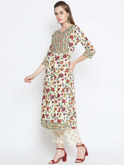 Printed Long A-line Cotton Kurta Set