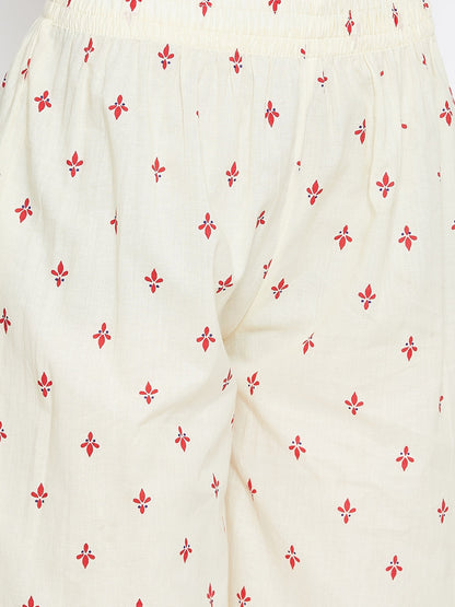 Printed Long A-line Cotton Kurta Set