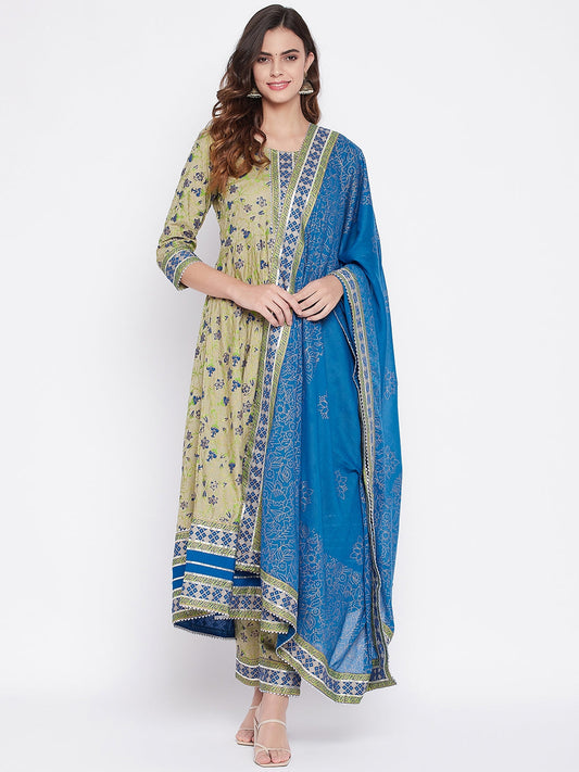 Printed Long Straight Rayon kurta Set