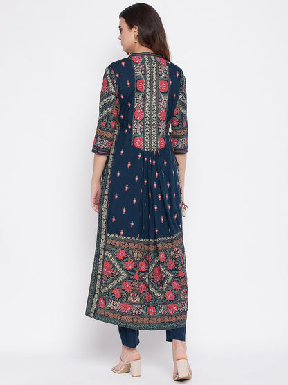 Printed Long Straight Rayon Kurta Set