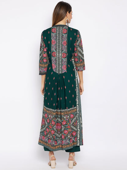 Printed Long Straight Rayon Kurta Set